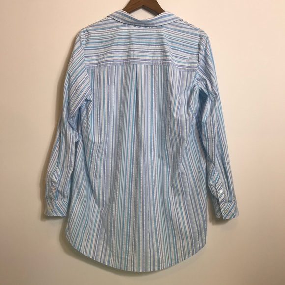 Southern Tide Marina Stripe Seersuscker Button-Front Popover Tunic Blue White - Picture 11 of 13
